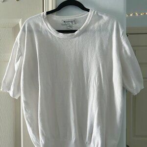 Appleseeds 100% Cotton White Short Sleeve Sweater 2XL